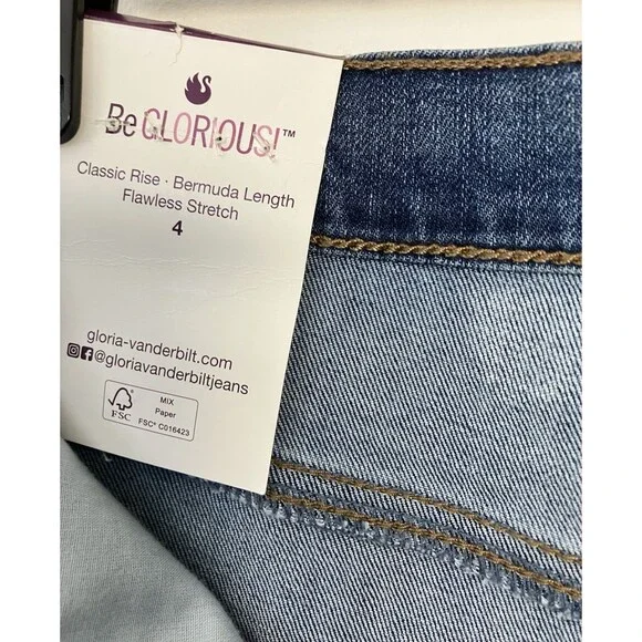 Gloria Vanderbilt Amanda Bermuda Blue Jean Shorts Size 4 NWT - Picture 7 of 9